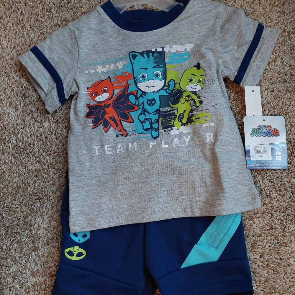 PJ Mask 2 piece Infant boys short set Size 12 months